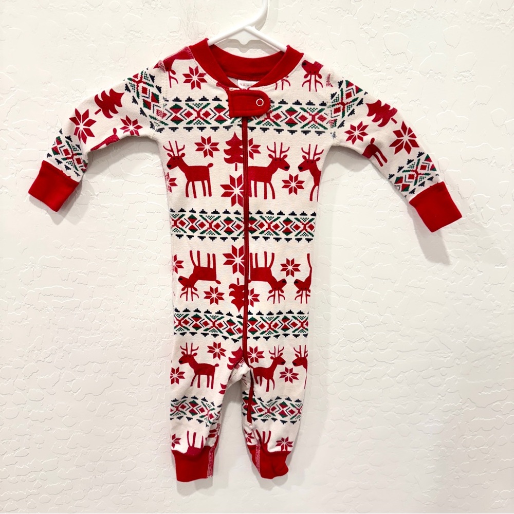 Hanna Andersson Fair Isle Reindeer Footie Pajamas Baby 12-18 Months
